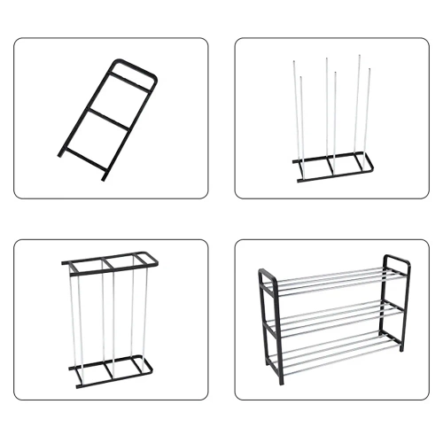 MLS-646-BLACK | Shoe shelf | Shoe cabinet | 3-level shoe limiter | Shoe rack |