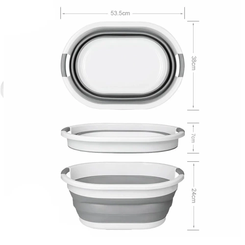 XJP-26L-GRIGIO | Ciotola pieghevole in silicone. Per il lavaggio