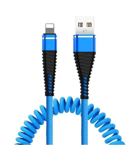 AM32 | Bliksem 1M | Spiraalvormige USB-kabel voor het opladen van uw telefoon | Snel opladen 3.0 2.4A