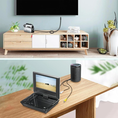 Cabo de áudio e vídeo mini jack 3,5 mm TRRS | 3× RCA 1,5 m – Cabo AV para TV, projetor, home theater | AV-C1.5M-B