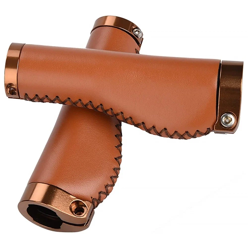 Ergonomic Bicycle Grips | Stylish PU Leather Bike Handles | PUBT-G211A-BR