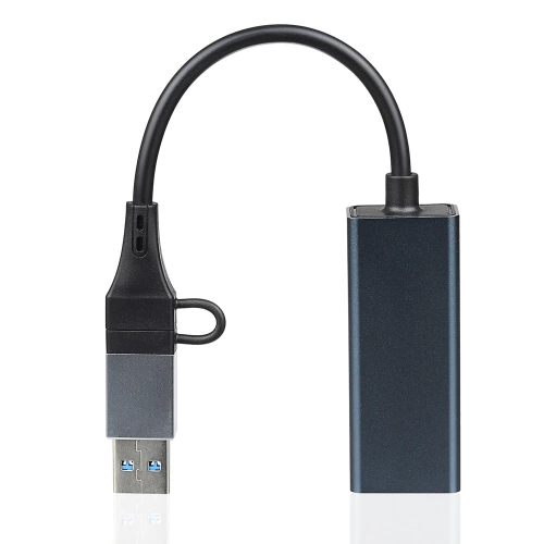 JC-WK03-GRIJS | Ethernet USB 3.0-netwerkkaart | 2in1-adapter | USB-C-adapter