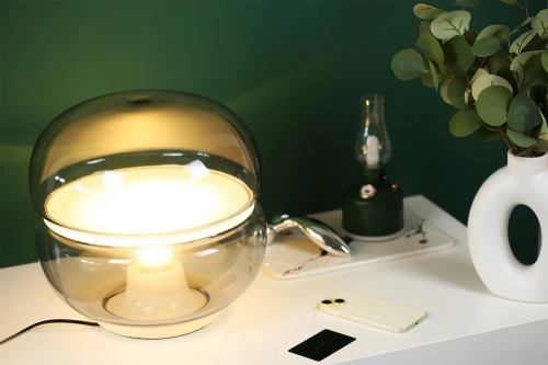 BH-258-GRAY | Stylish table lamp | Modern bedside lamp | Glass lamp