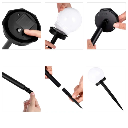 YNG-105-WC | Lâmpada solar de jardim bola branca | conduzido, terrestre | 10cm