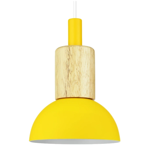 Pendant light | Scandinavian minimalist design, E27 socket, wooden accent, yellow shade | yg-xd002a-y