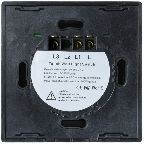 Touch-Lichtschalter, doppelt | gehärtetes Glas | schwarz | SW86-2