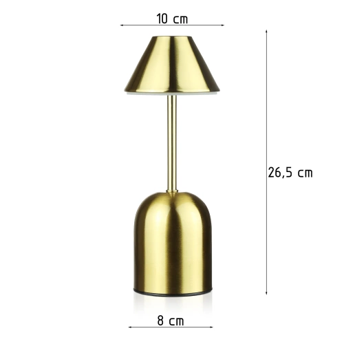 Lámpara de noche inalámbrica con batería integrada de 2000 mAh | Lámpara de mesa moderna con potencia y color de luz ajustables | YG-D020-Gold