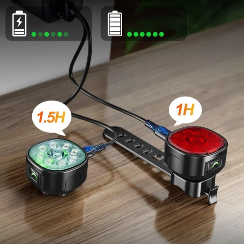 Sada LED světla na kolo USB-C IP65 | Světla na kolo přední + zadní | 15 režimů svícení | 05BR0013