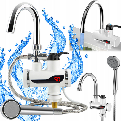 RX-018D | Robinet électrique avec fonction douche | chauffage | réglable | chauffage instantané avec combiné | Blanc