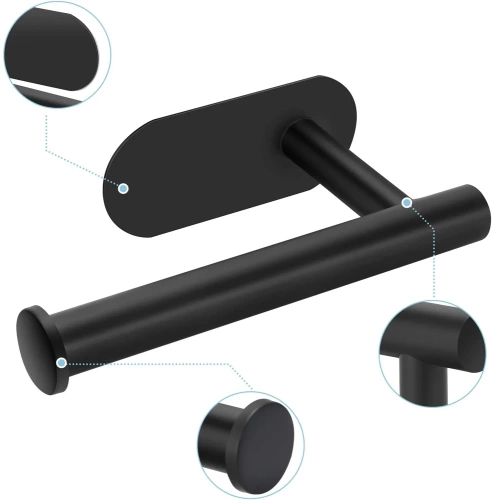 JZU-304-NOIR | Porte-papier noir | Porte-papier toilette autocollant