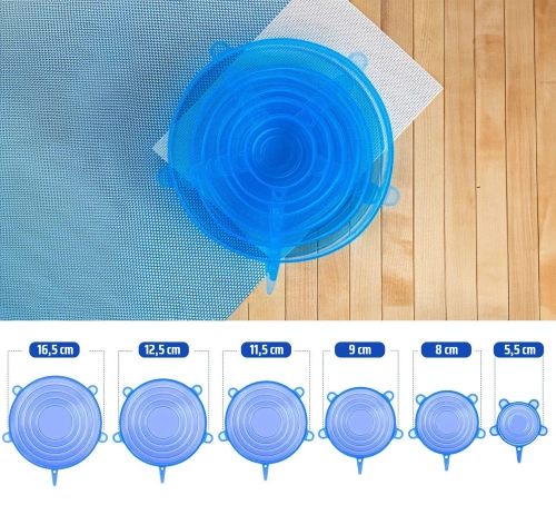 FLR-6KS-BLUE | Univerzálne silikónové viečka | Sada flexibilných krytov