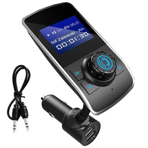 BC68-Schwarz | Bluetooth FM Transmitter | Wireless Radio Adapter mit Mikrofon & 2 USB Aufladung | Universelles Auto Ladegerät | LCD Display Freisprechen Car Kit | Auto Musik-Player unterstützt TF-Karte USB-Disk