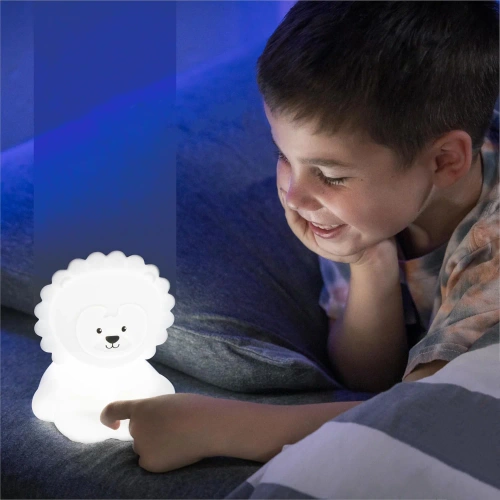 Dětské LED noční světlo s Bluetooth reproduktorem Lev | Silikonové dotykové USB dětské noční světlo | JS-L8L-330