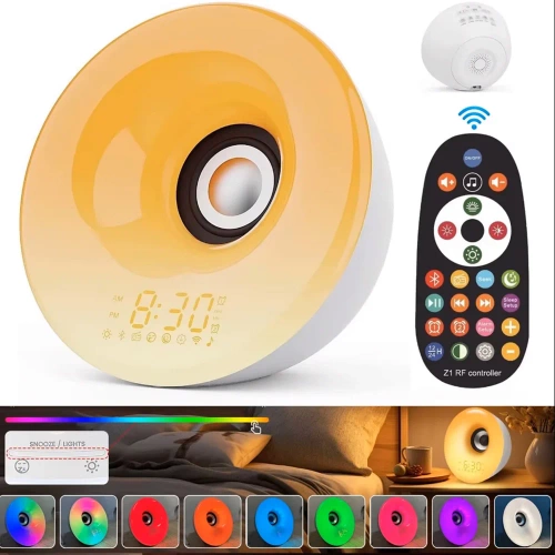 MCAC-01 | Despertador con luz LED | Lámpara de noche con simulación de amanecer | Despertador con radio