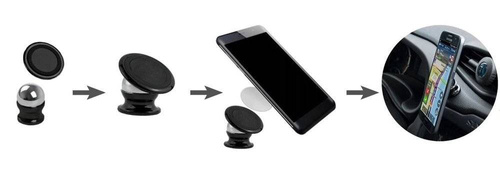 Magnetische Aluminium-Halterung für Smartphone / Tablet / Navigation | schwarz | M047-Black