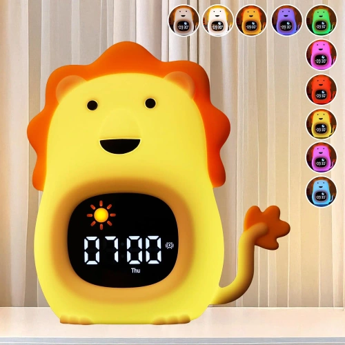 Despertador LED Infantil com Luz Noturna e Ruído Branco - Luz Colorida, Alarme, Simulação do Nascer do Sol | Luz Noturna com Bateria Integrada | JL-822