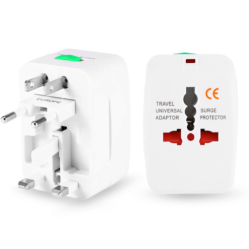 AD-T202 | Multifunctionele reisadapter, netadapter met oplader met twee USB-poorten | EU/VS/CN/VK/AUS