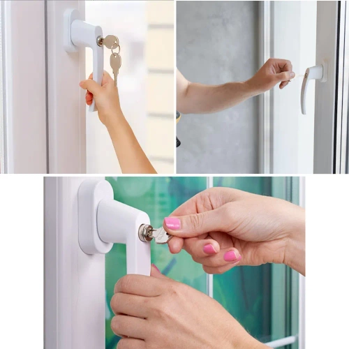 Maniglia per porta con serratura a chiave | Bianco | FH-D12-BIANCO