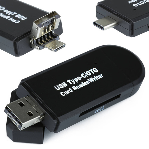 CR-023 | SD, microSD memóriakártya olvasó | USB, micro USB, USB Type C | USB OTG