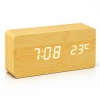 Houten digitale LED klok met thermometer | Wekker met 3 alarmen | SXM-016