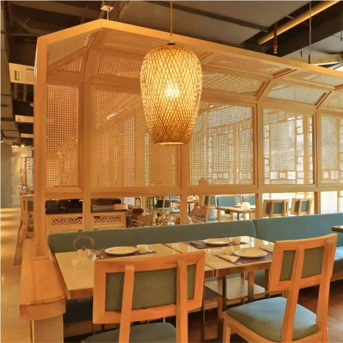 Candeeiro suspenso feito à mão em bambu | BOHO | Lustre chinês