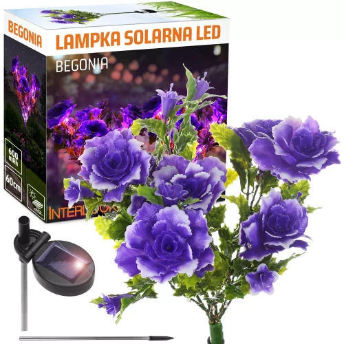 FLD-27-LILLA | Solblomst | LED solar havelampe Begonia | 60 cm, 600 mAh