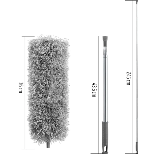 Staubwischer mit Teleskopstiel | 2,8 m Länge | grau | FDD-2.8M-GREY