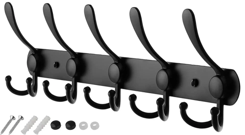 DSW-H05-BLACK | Fém ruhaakasztó | Törölközőtartó | Fali akasztó | Ruhaakasztó