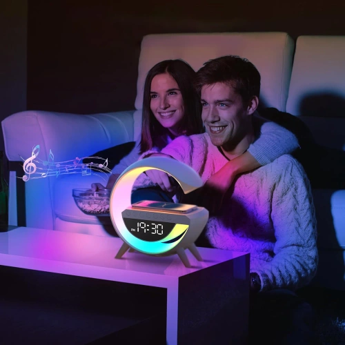 BT3401| Budík s bezdrôtovou nabíjačkou | Hodiny s Bluetooth reproduktorom