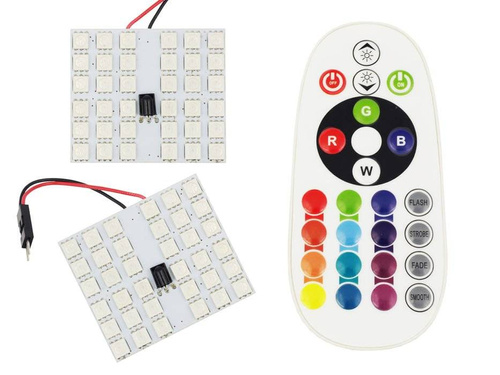 RGB LED panel kit | 2 LED panels 36 SMD 5050 RGB | Color remote control | C5W and W5W adapters