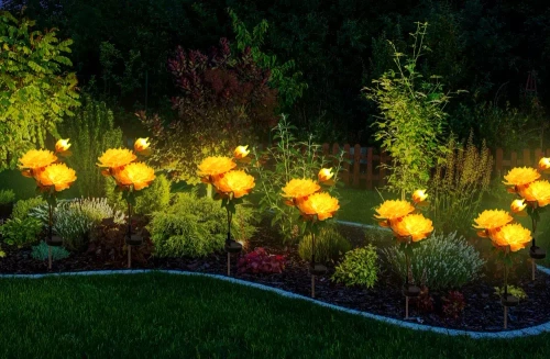 FLD-10-Y | Garden solar lamp LED Peony yellow | 80cm, 600mAh