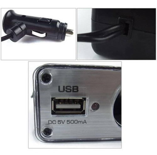 C07-Black | Lighter slot distributor | USB port | 12V and 24V