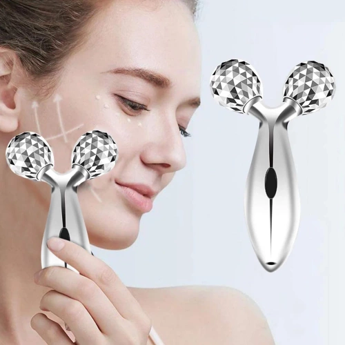 Gesichtsmassager | Rotierender Roller für Gesicht und Körper | AL-306B-SILVER