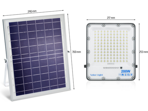 Комплект LED прожектор 200W + Соларен панел 6V/12W с дистанционно | 3500lm, 9000mAh, IP66
