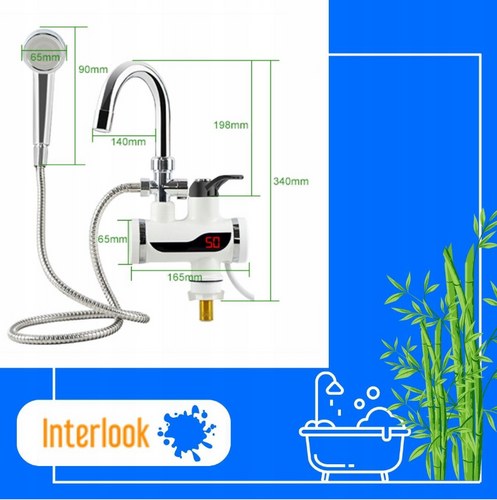 RX-018D | Robinet électrique avec fonction douche | chauffage | réglable | chauffage instantané avec combiné | Blanc