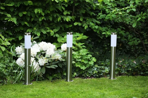 LLR-65CM | Standing garden lamp, round post for E27 bulb | Power supply 230V, stainless steel | stainless steel, 65cm