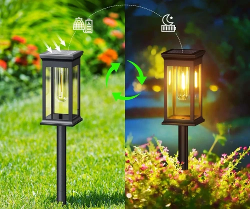 HK-115A | |2 x Solar Garden LED Light | 60 cm woad post
