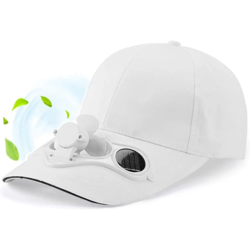 SFH-8934-WHITE| Solar hat with windmill | Baseball cap with a built-in fan | Cooling cap