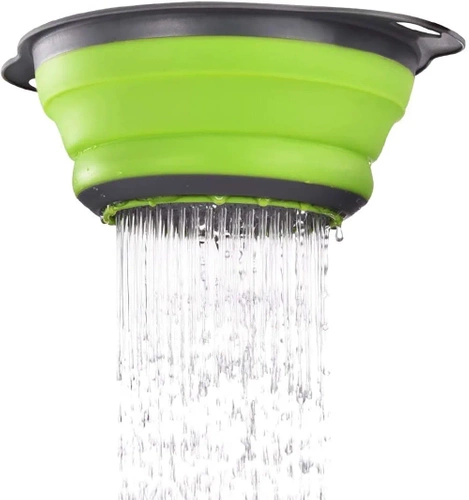 FDB-024 | Passoire de cuisine pliante | Passoire de camping en silicone | Passoire à pâtes | Égouttoir pour légumes et fruits