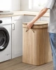 RYL-100L-LIBR | Coș de rufe din lemn natural | Recipient de jucării din bambus | Coș de haine din lemn | Cos de rufe cu doua compartimente pentru baie