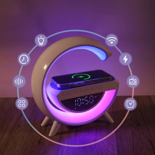 BT3401| Wekker met draadloze oplader | Klok met Bluetooth-luidspreker