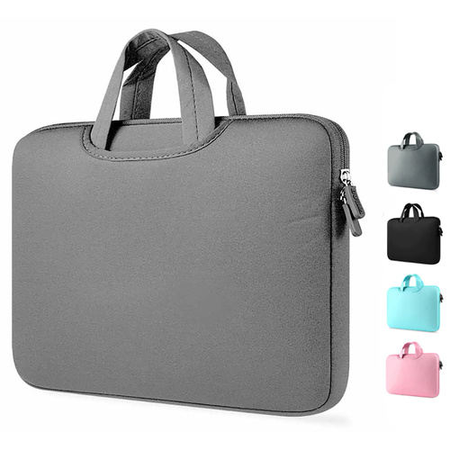 Neopren-Laptoptasche | 15,6 Zoll, mit Griffen, zwei Seitentaschen | grau | BR04