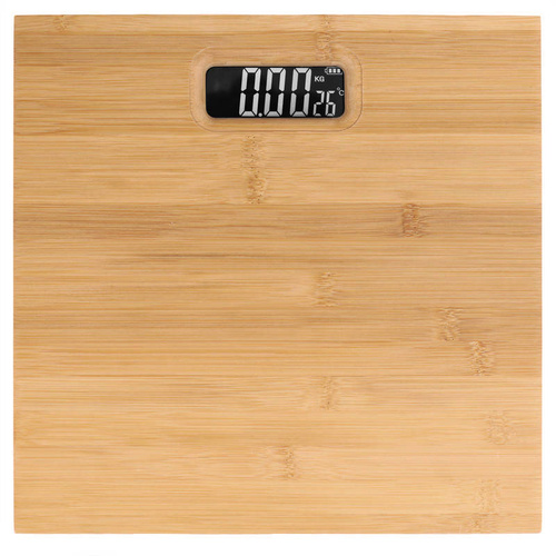 Badezimmerwaage aus natürlichem Bambus mit Thermometer | LED-Display | HD-2009