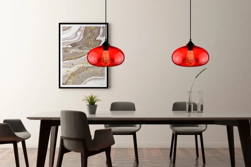 GB-D28-R | Lampe à suspension moderne en verre | Rouge