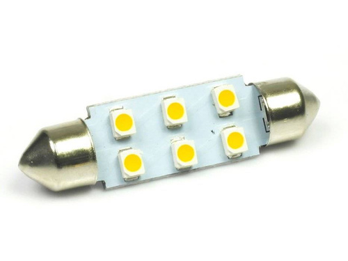 WW Autó LED izzó C5W 6 SMD 1210 Meleg fehér