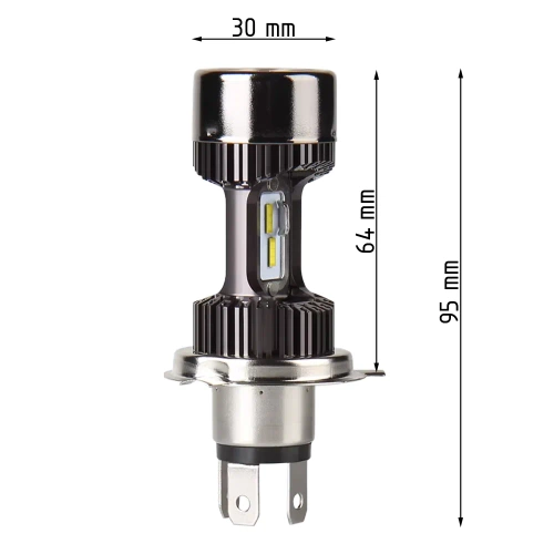 Bombilla para moto LED H4 | 3.200 lm | 6.000 K | luz de cruce y carretera potente 30 W | M8B-H4
