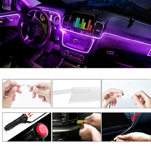 Luce ambientale LED in fibra RGB | Supporto per le applicazioni | 4 in 1 | 6 metri