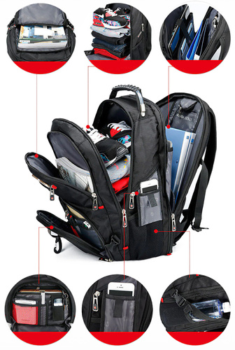 Multifunktions-Rucksack | 40 l, Laptopfach, USB- und 3,5-mm-Klinkenanschluss | 1680D ballistisches Nylon | schwarz