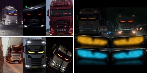 Programovatelný LED panel „Devil Eyes“ | 92 x 374 mm | RGB panel pro auto a nákladní vůz | personalizované texty a animace | HRP-1664