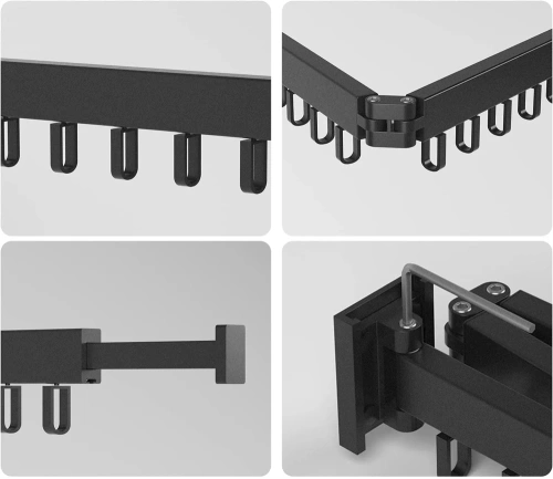LYJ-D60-NERO | Appendiabiti pieghevole | Asciugatrice pieghevole | Guida a muro con ganci